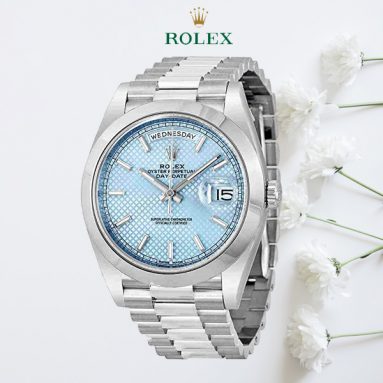 Rolex Day Date Automatic Ice Blue Dial Platinum Men’s Watch 228206IBLSP