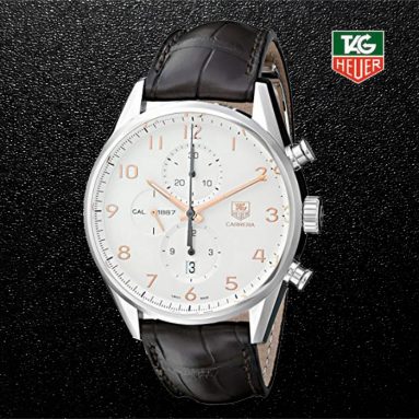TAG Heuer Men’s CAR2012.FC6236 Carrera Analog Display Swiss Automatic Brown Alligator Leather Watch